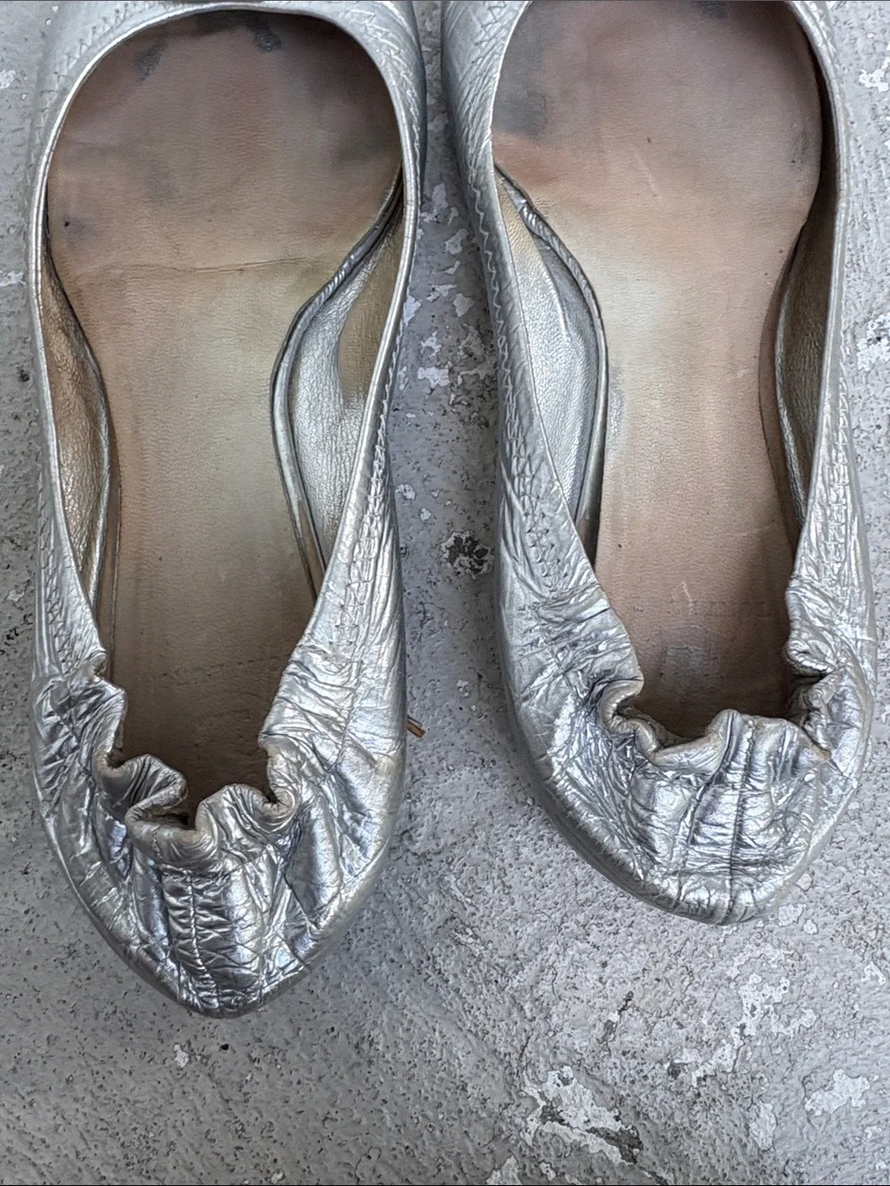 Tory Burch metallic silver ballet flats